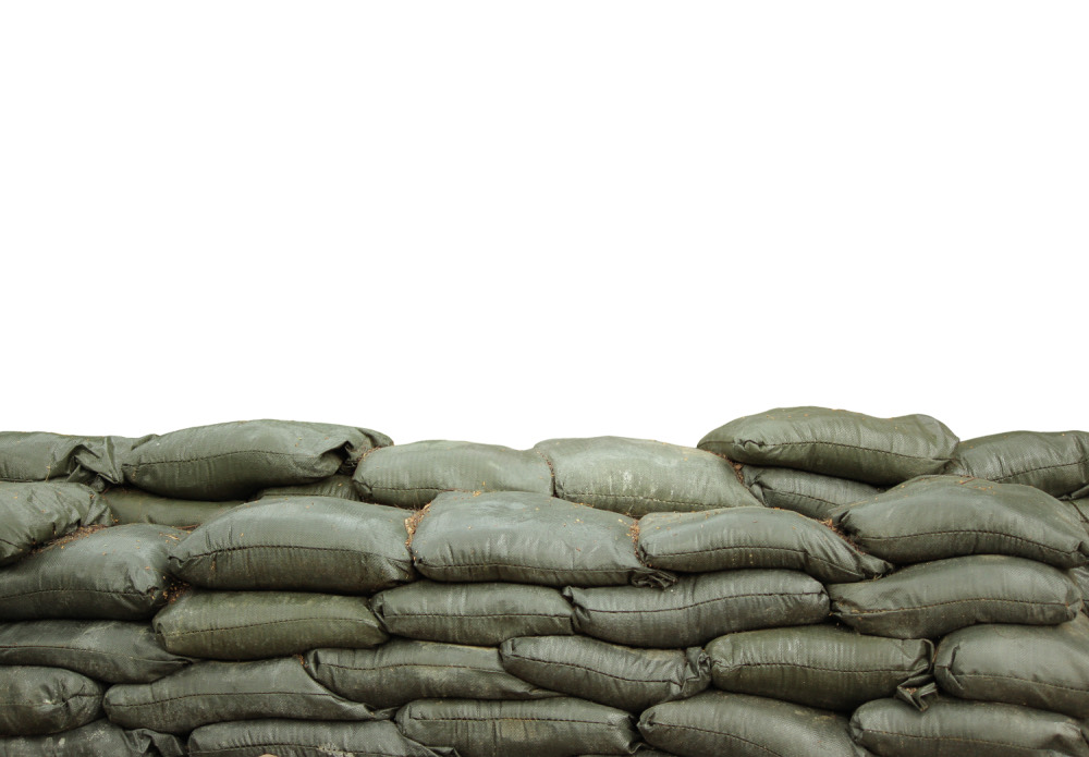 Stacked sandbags used for water and sediment control